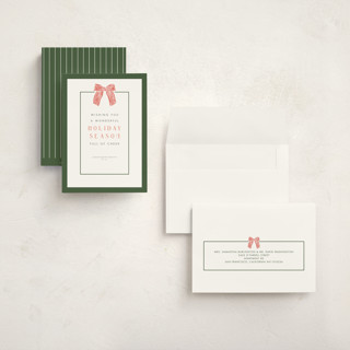 This is a spruce holiday photo cards with standard by Cindy Reynolds called watercolor bow printing on signature in grand
