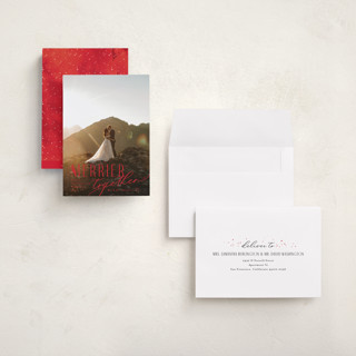 This is a berry holiday photo cards with standard by Anastasia Makarova called so merrier together printing on recycled smooth signature in grand