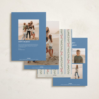 This is a porcelain holiday photo cards with standard by Chris Griffith called holiday gingham printing on signature in grand