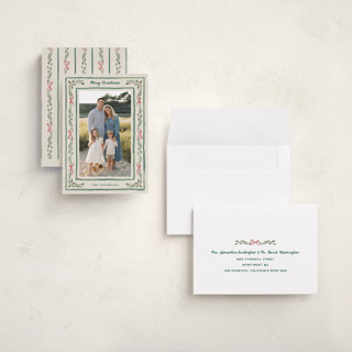This is a fir holiday photo cards with standard by Chris Griffith called holiday gingham printing on recycled smooth signature in grand