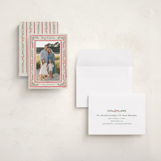 This is a cherry holiday photo cards with standard by Chris Griffith called holiday gingham printing on recycled smooth signature in grand