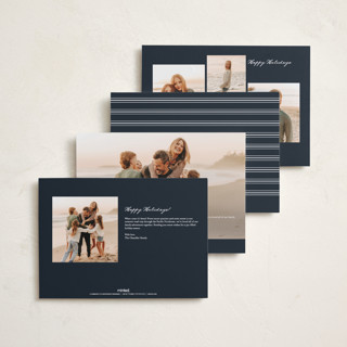 This is a deep blue holiday photo cards with standard by Erin L. Wilson called hollywick printing on recycled smooth signature in grand