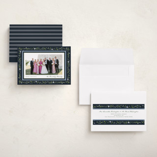 This is a deep blue holiday photo cards with standard by Erin L. Wilson called hollywick printing on recycled smooth signature in grand