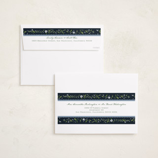 This is a deep blue holiday photo cards with standard by Erin L. Wilson called hollywick printing on recycled smooth signature in grand
