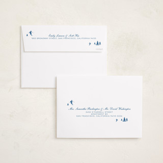 This is a blue jay holiday photo cards with standard by Jen Ramsey called ski time printing on recycled smooth signature in grand