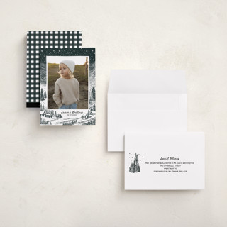 This is a midnight holiday photo cards with standard by Jenna Holcomb called snowy night printing on recycled smooth signature in grand