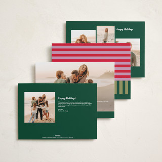This is a candy cane holiday photo cards with standard by Shari Margolin called festive stripes printing on signature in grand