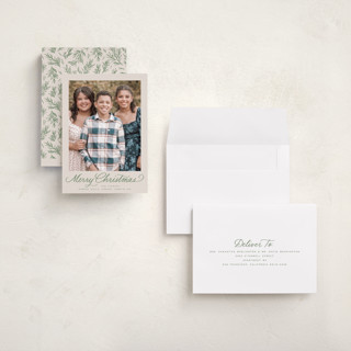 This is a fir holiday photo cards with standard by Everett Paper Goods called classically printing on recycled smooth signature in grand