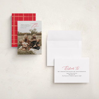 This is a stocking holiday photo cards with standard by Creo Study called from the heart printing on recycled smooth signature in grand