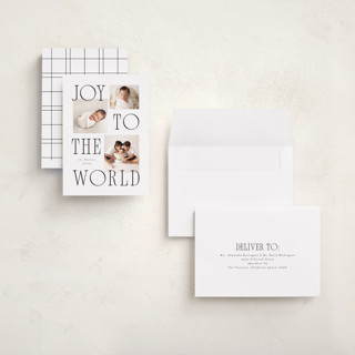 This is a snow holiday photo cards with standard by Everett Paper Goods called aerial printing on recycled smooth signature in grand