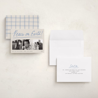 This is a snowfall holiday photo cards with standard by Kercia Jane called a cozy note printing on signature in grand