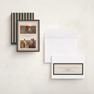 This is a pine holiday photo cards with standard by Kate Ahn called timeless stripe printing on recycled smooth signature in grand