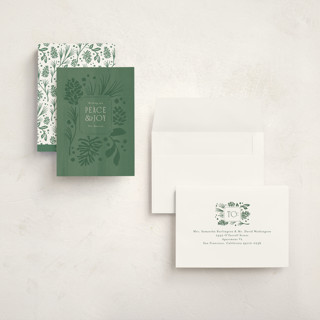 This is a wintergreen holiday photo cards with standard by Jennifer Wick called pines and pinecones printing on signature in grand