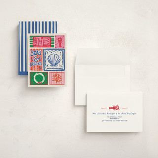 This is a cerulean holiday photo cards with standard by Jenna Holcomb called seas printing on signature in grand