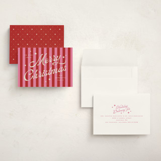 This is a ribbon candy holiday photo cards with standard by Wildfield Paper Co called retro candy stripe printing on signature in grand