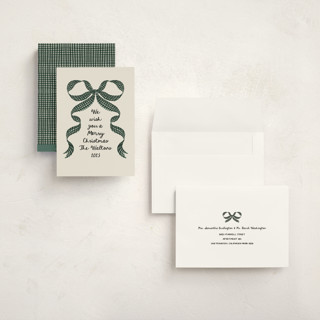 This is a juniper holiday photo cards with standard by Leah Bisch called gingham ribbon printing on signature in grand
