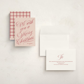 This is a rosy cheeks holiday photo cards with standard by Kate Ahn called with flourish printing on signature in grand