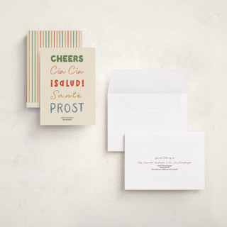 This is a retro holiday photo cards with standard by Helena Vitto called cheers to all printing on signature in grand