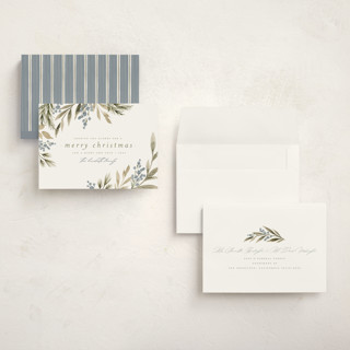 This is a juniper holiday photo cards with standard by Wildfield Paper Co called holly + cedar printing on signature in grand