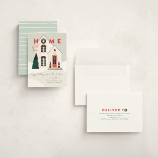 This is a morning mist holiday photo cards with standard by Julie Murray called new place printing on signature in grand