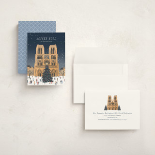 This is a midnight holiday photo cards with standard by Jamie Alexander called notre dame printing on signature in grand