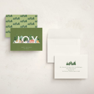 This is a forest holiday photo cards with standard by Bethan called joyful scene printing on signature in grand