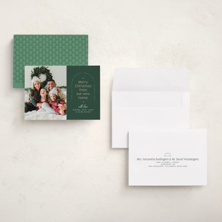 This is a spruce holiday photo cards with standard by Owl and Toad called address arch printing on recycled smooth signature in grand