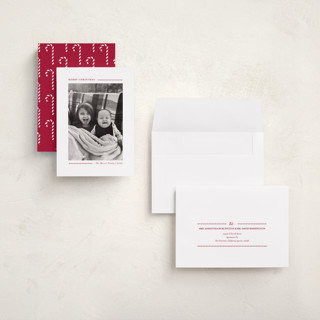 This is a candy cane holiday photo cards with standard by Allison Orszak called candy cane lines printing on signature in grand