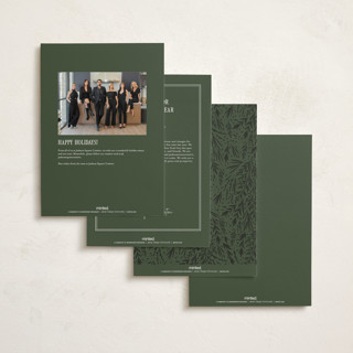 This is a pine holiday photo cards with standard by Robert and Stella called gratitude season printing on signature in grand