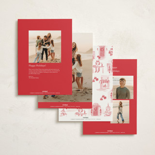 This is a peppermint holiday photo cards with standard by Rebecca Durflinger called holiday home toile printing on signature in grand
