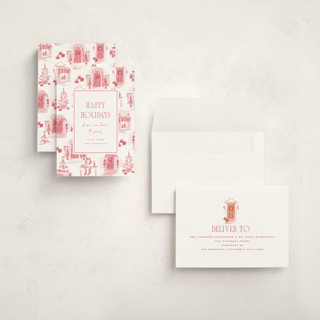 This is a peppermint holiday photo cards with standard by Rebecca Durflinger called holiday home toile printing on signature in grand