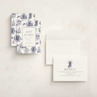 This is a wintersky holiday photo cards with standard by Rebecca Durflinger called holiday home toile printing on signature in grand