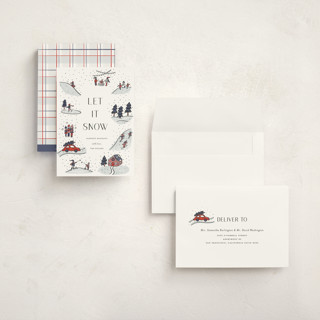 This is a snow day holiday photo cards with standard by Lauren Jinhee called snowy scenes printing on signature in grand
