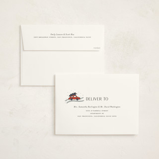 This is a snow day holiday photo cards with standard by Lauren Jinhee called snowy scenes printing on signature in grand