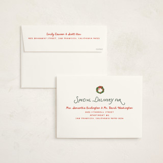 This is a eggnog holiday photo cards with standard by Creo Study called ho ho home printing on signature in grand