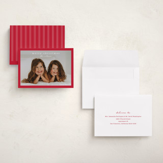 This is a crimson holiday photo cards with standard by Stacey Meacham called simplest border printing on recycled smooth signature in grand