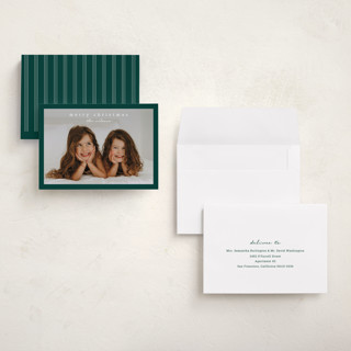 This is a douglas fir holiday photo cards with standard by Stacey Meacham called simplest border printing on recycled smooth signature in grand