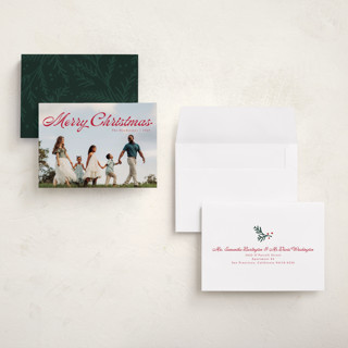 This is a berry holiday photo cards with standard by Ellis called calligraphic printing on signature in grand