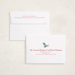 This is a berry holiday photo cards with standard by Ellis called calligraphic printing on signature in grand