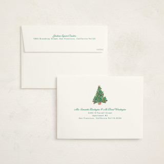 This is a chartreuse holiday photo cards with standard by Erika Firm called lobby bow tree printing on signature in grand