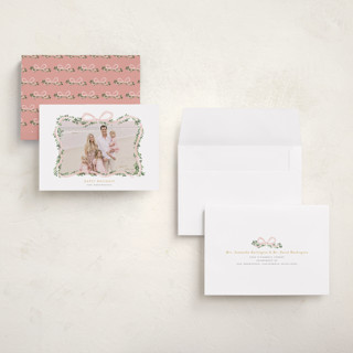 This is a blush holiday photo cards with standard by Itsy Belle Studio called ribbonly frame printing on recycled smooth signature in grand