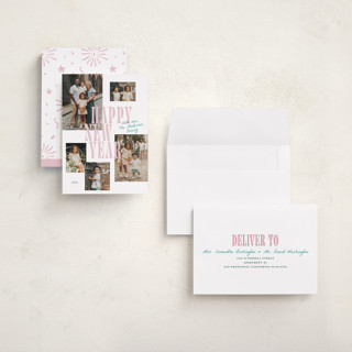 This is a bubblegum holiday photo cards with standard by Cass Loh called modern collage printing on recycled smooth signature in grand