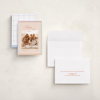 This is a sunrise holiday photo cards with standard by Meg Gleason called sunny new year printing on signature in grand