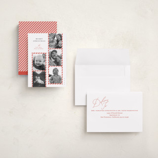 This is a peppermint holiday photo cards with standard by Carrie ONeal called peppermint strip printing on recycled smooth signature in grand