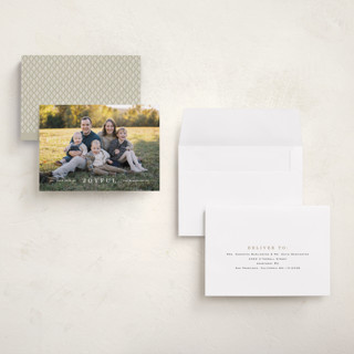This is a cotton holiday photo cards with standard by Amy Kross called strand printing on recycled smooth signature in grand