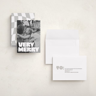This is a snowflake holiday photo cards with standard by Jessie Steury called very bold printing on signature in grand