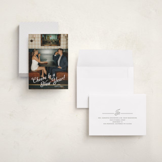 This is a snow holiday photo cards with standard by Kate Ahn called cin-cin printing on recycled smooth signature in grand