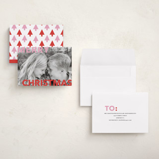 This is a candy cane holiday photo cards with standard by Angela Thompson called merry & bold printing on recycled smooth signature in grand