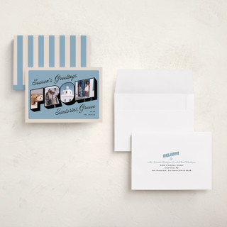 This is a sky holiday photo cards with standard by Claudia Orengo called vintage postcard printing on recycled smooth signature in grand