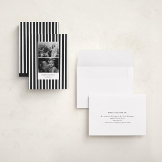 This is a midnight holiday photo cards with standard by Bethan called striped snaps printing on recycled smooth signature in grand